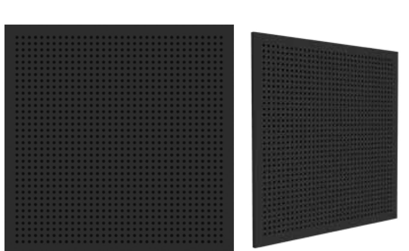 Akifix ITP K02A13_600X600_9005 – Paneles negros perforados de cartón yeso para falso techo – Diámetro del agujero 8 mm – Distancia entre ejes 16 mm paralelo – 60 x 60 x 1,25/1,8 m² – 5 unidades de