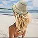 Minache Foldable Wide Brim Colorful Crochet Straw Hat Outdoor Sun Visor Hat UPF 50+ Summer for Women Girl， 07440 Beige + Green