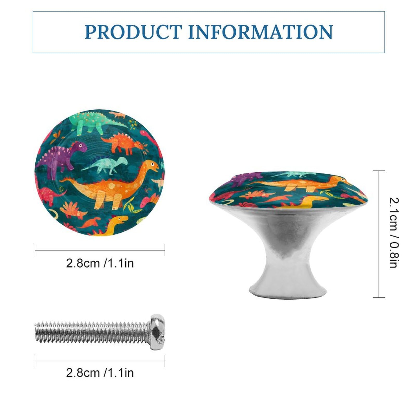Dinosaur Cartoon 2 Pack Drawer Knobs Stainless Steel Handles Drawer Pulls for Bathroom Dresser Cupboard Cabinets