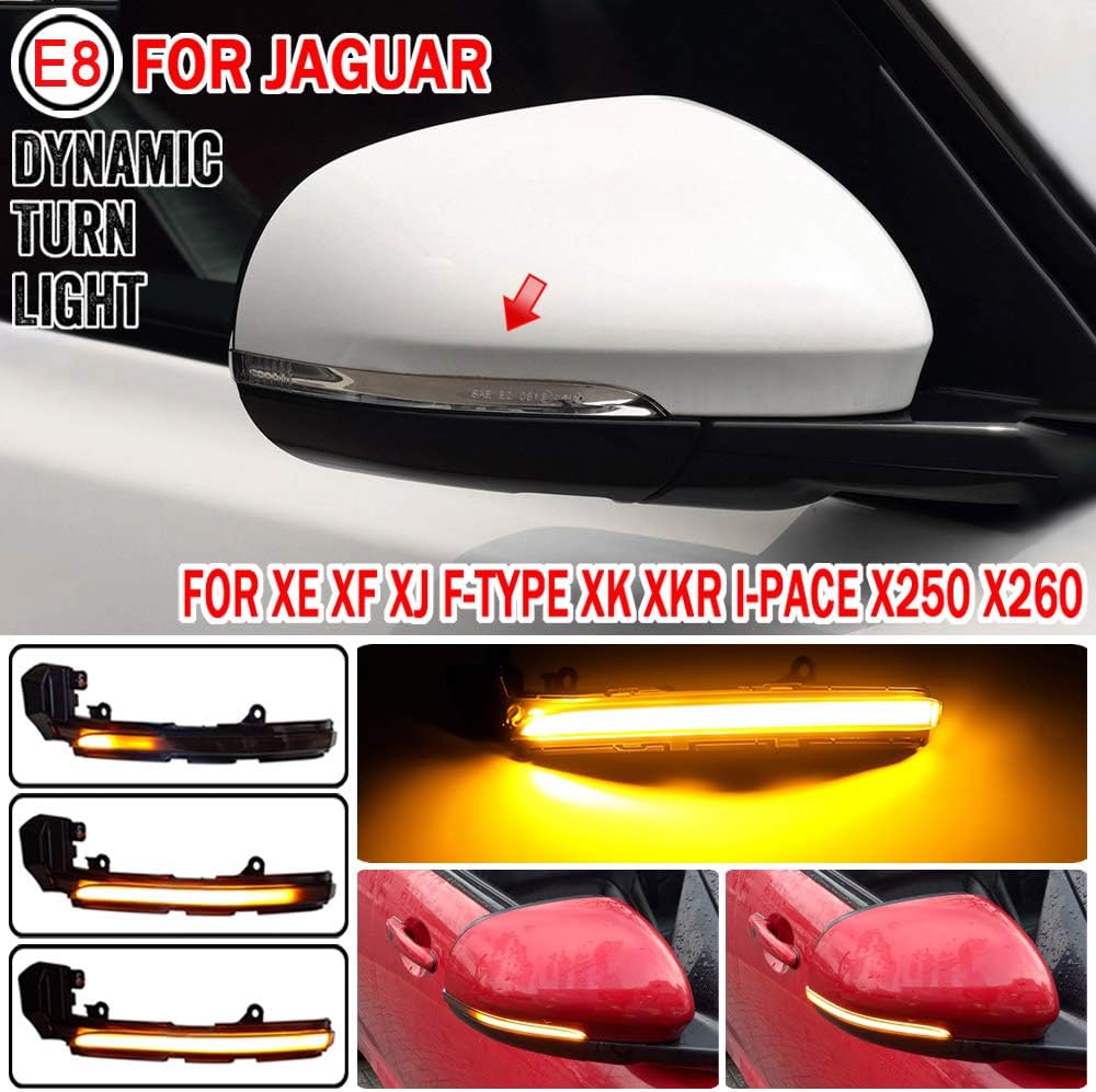 Hacreyatu Dynamic Sequential Turn Signal LED Side Mirror Indicator Blinker Light For Jaguar XE XF XJ F-TYPE X152 XK XKR I-PACE X250 X260 X351 X150