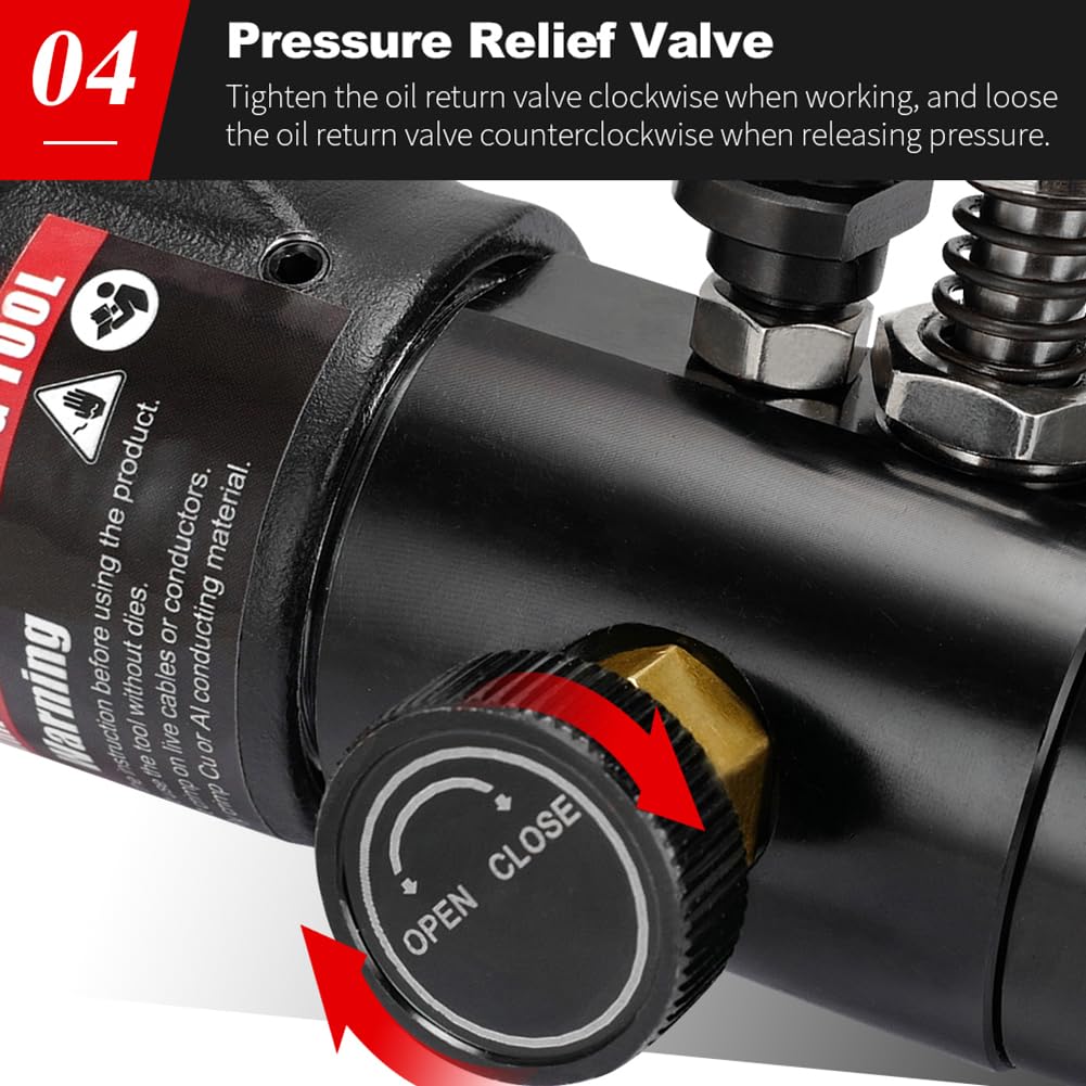 Pince à sertir hydraulique pour câble électrique de 4 mm² à 70 mm², avec ressort de rappel automatique, parfait pour les cosses en cuivre
