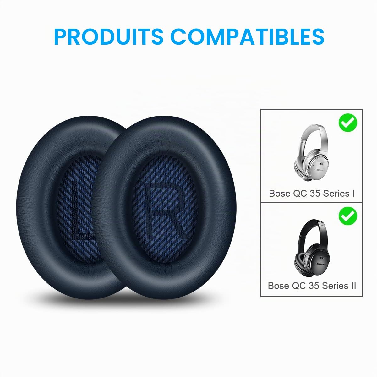 Ainiv Coussinets de Remplacement pour Casques Bose QC35 QC35 II Circum-Aural Bleu