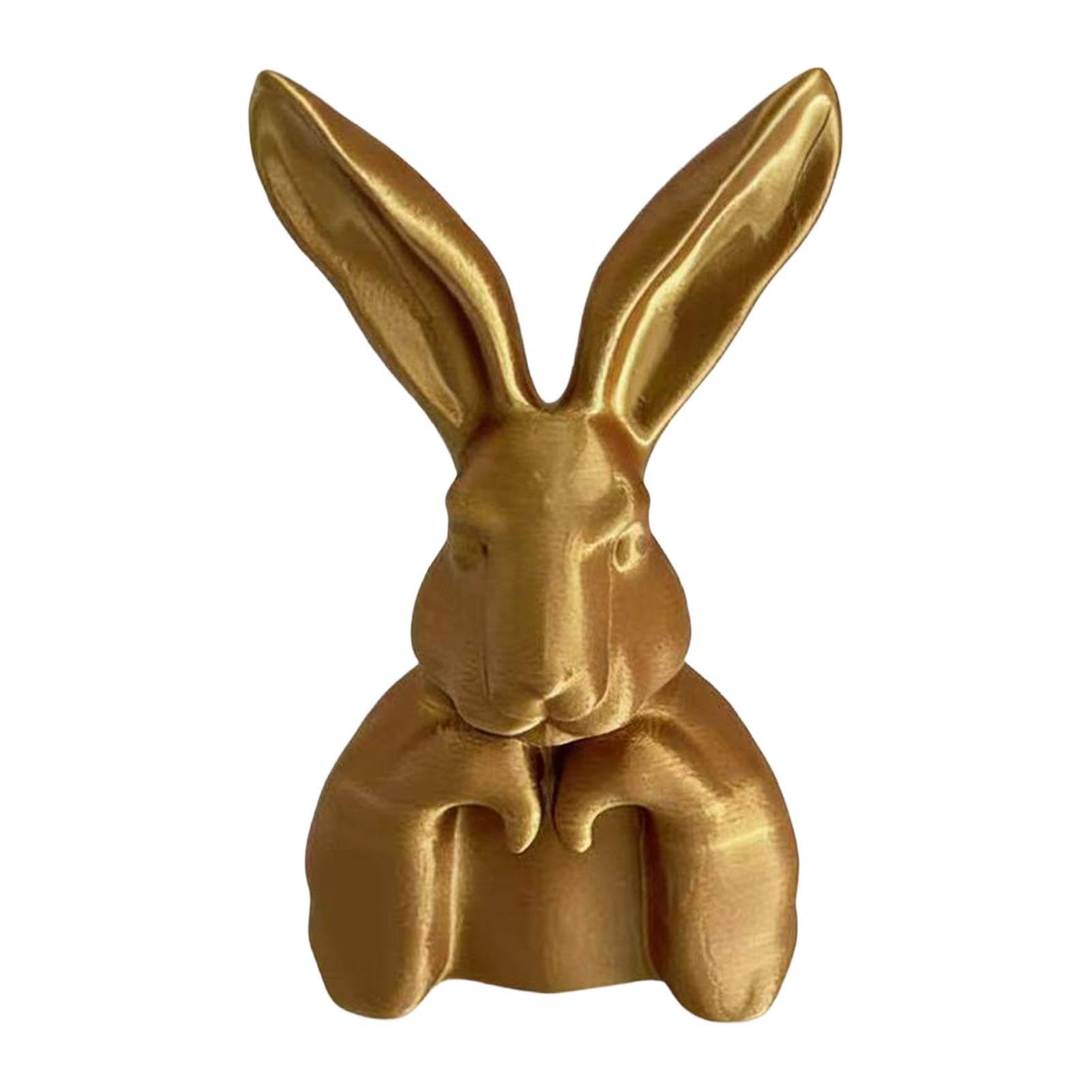 Décorations de lapin de Pâques et statuette dorée pour table de salon et maison