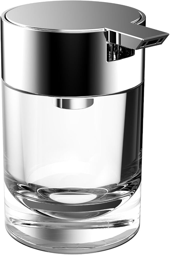 EMCO System 2 Flüssigkeitsspender aus Kristallglas klar mit Dosierpumpe aus Kunststoff, hygienisch, Chrom Bad Accessoire
