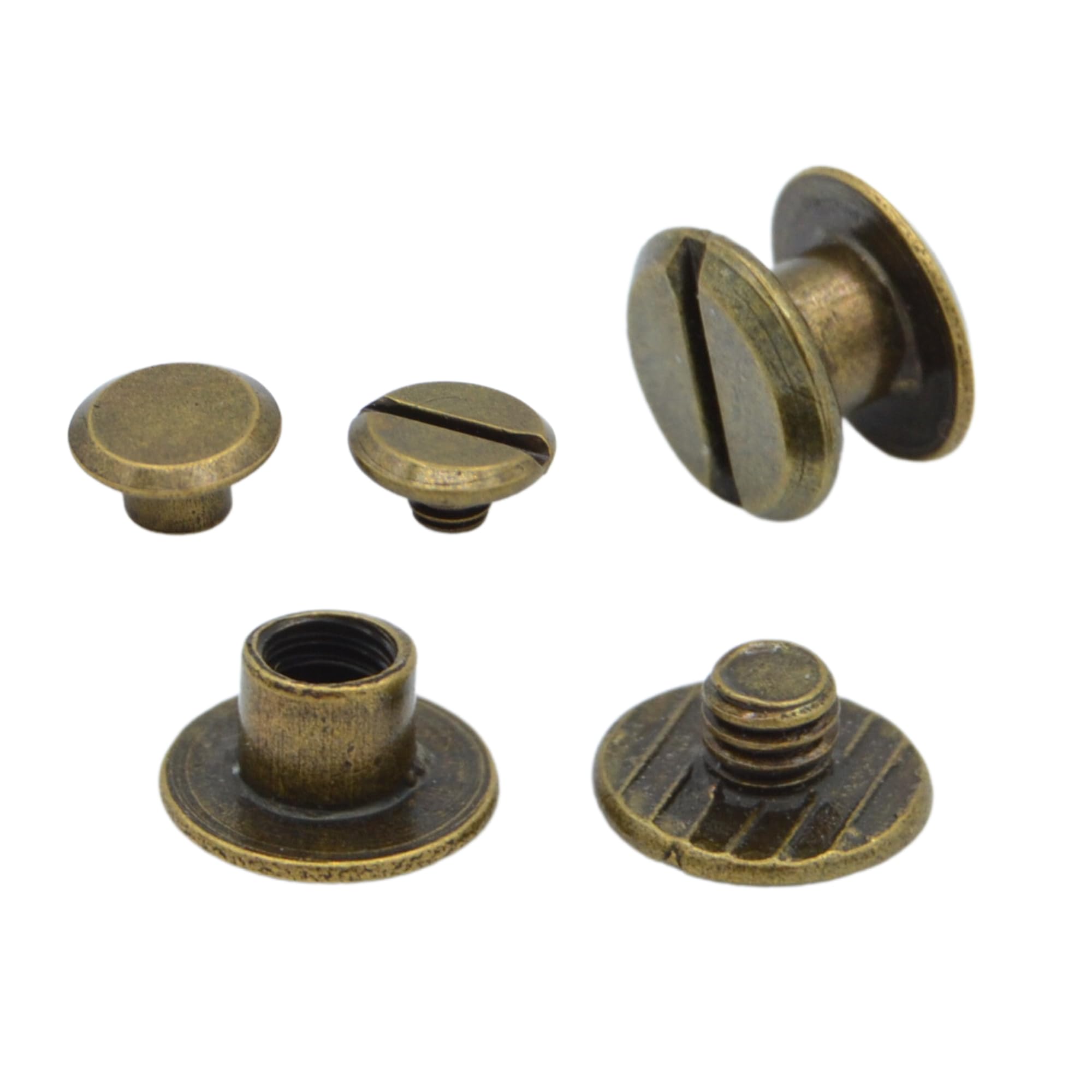celloexpress Chicago Screws - Iron Fasteners | Interscrews | Binding Posts | Partition Screws (4mm Antique Bronze, Pack of 50)
