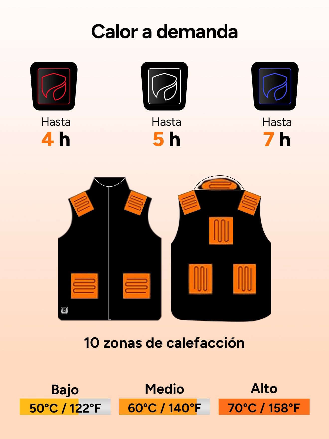 DR.PREPARE Chaleco Calefactable con Capucha para Hombre y Mujer, Batería de 7,4 V 16000 mAh, 3 Niveles de Calefacción 10 Zonas Chaleco Térmico para Esquí Pesca Senderismo Camping