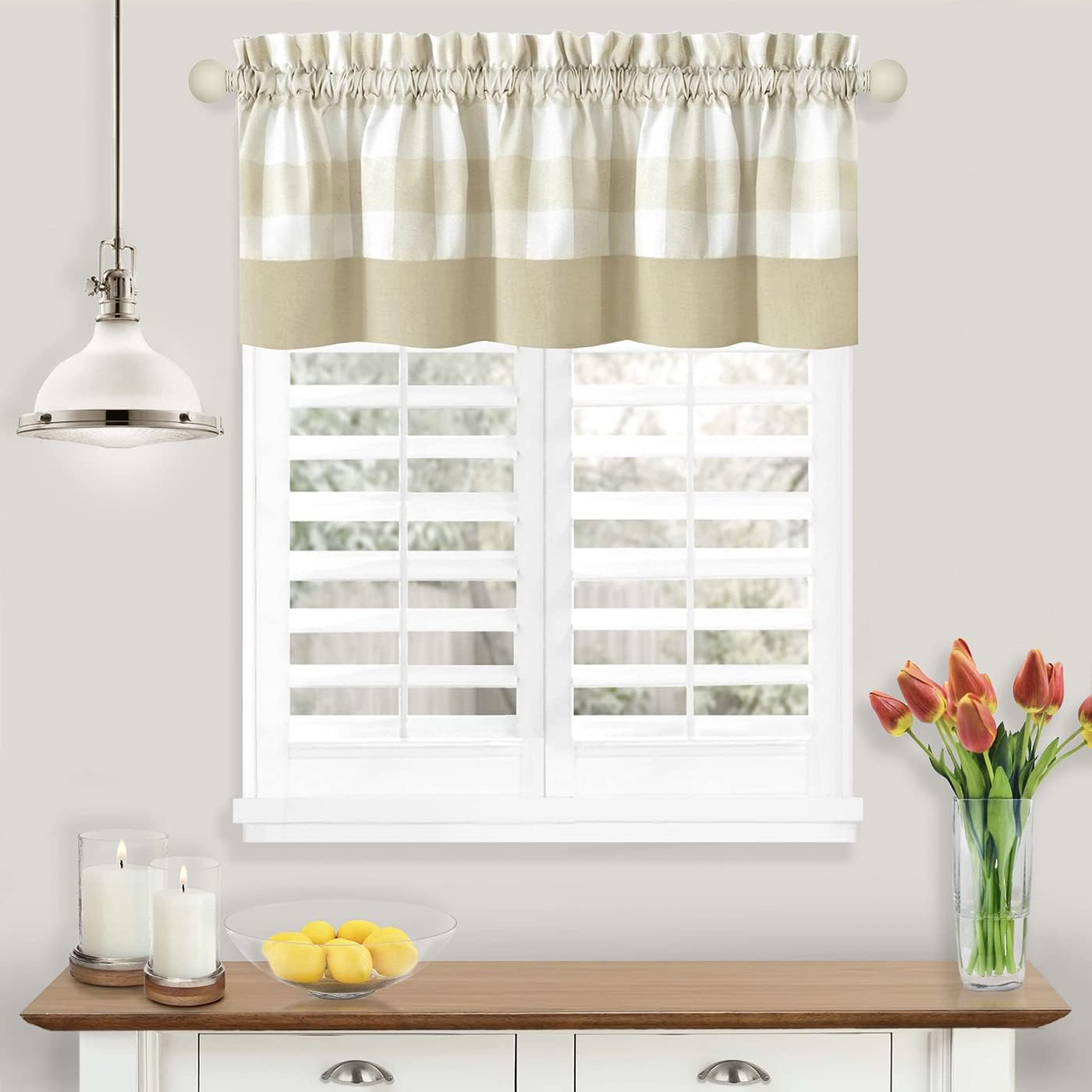 ACHIM Home Furnishings Hunter Window Curtain Valance, 58" x 14", Tan