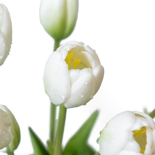 Miniatura 128 de 15 flores de tulipanes artificiales, ramo de látex de tacto real, tulipanes falsos para oficina, boda, fiesta, hogar, cocina, jardín