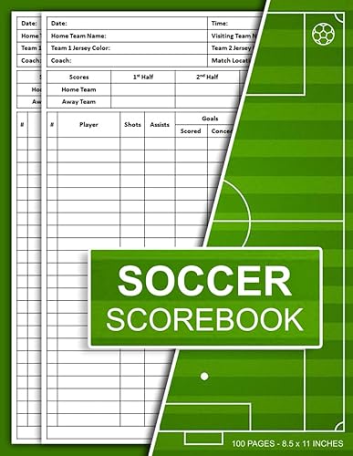 Soccer Scorebook: Soccer Score Record Book | Soccer Stats Tracker Log | Soccer Score Sheets