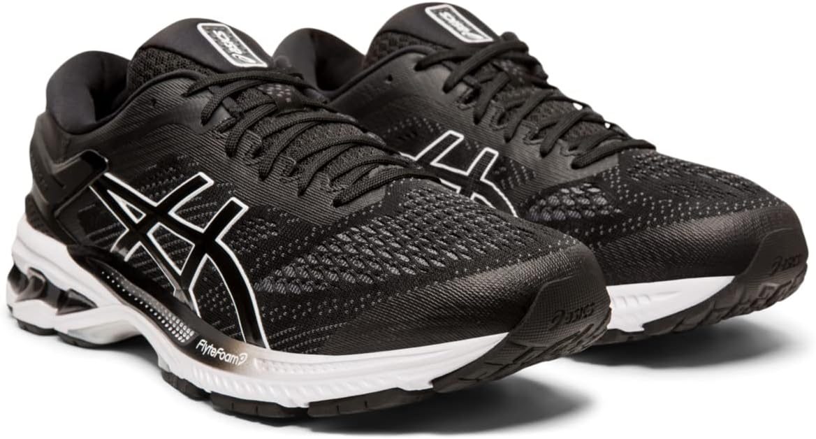 ASICS Men's Gel-Kayano 26 Running Shoes 8 Wide Black/White