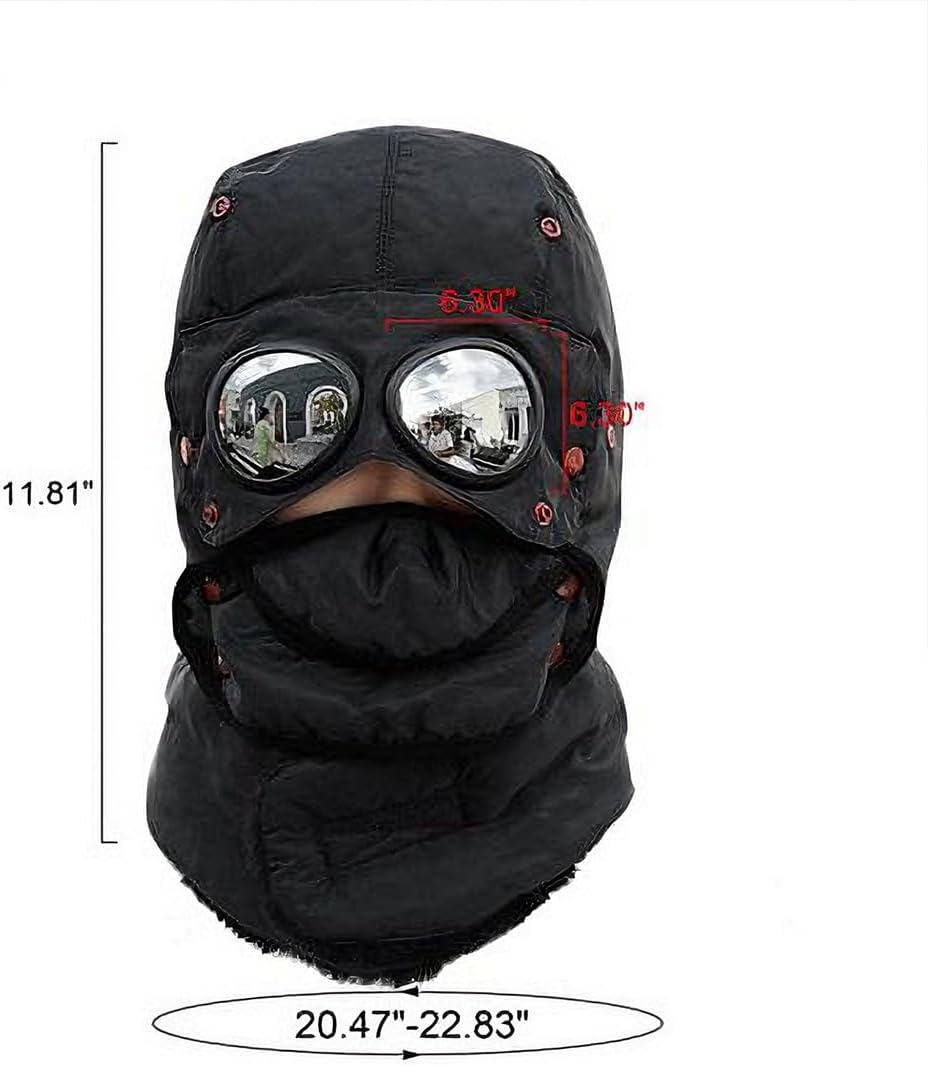 Winter Thermal Hat with Glasses, Winter Mask with Goggles Detachable Mask Neckband for Ski, Cycling, Hiking & Outdoor