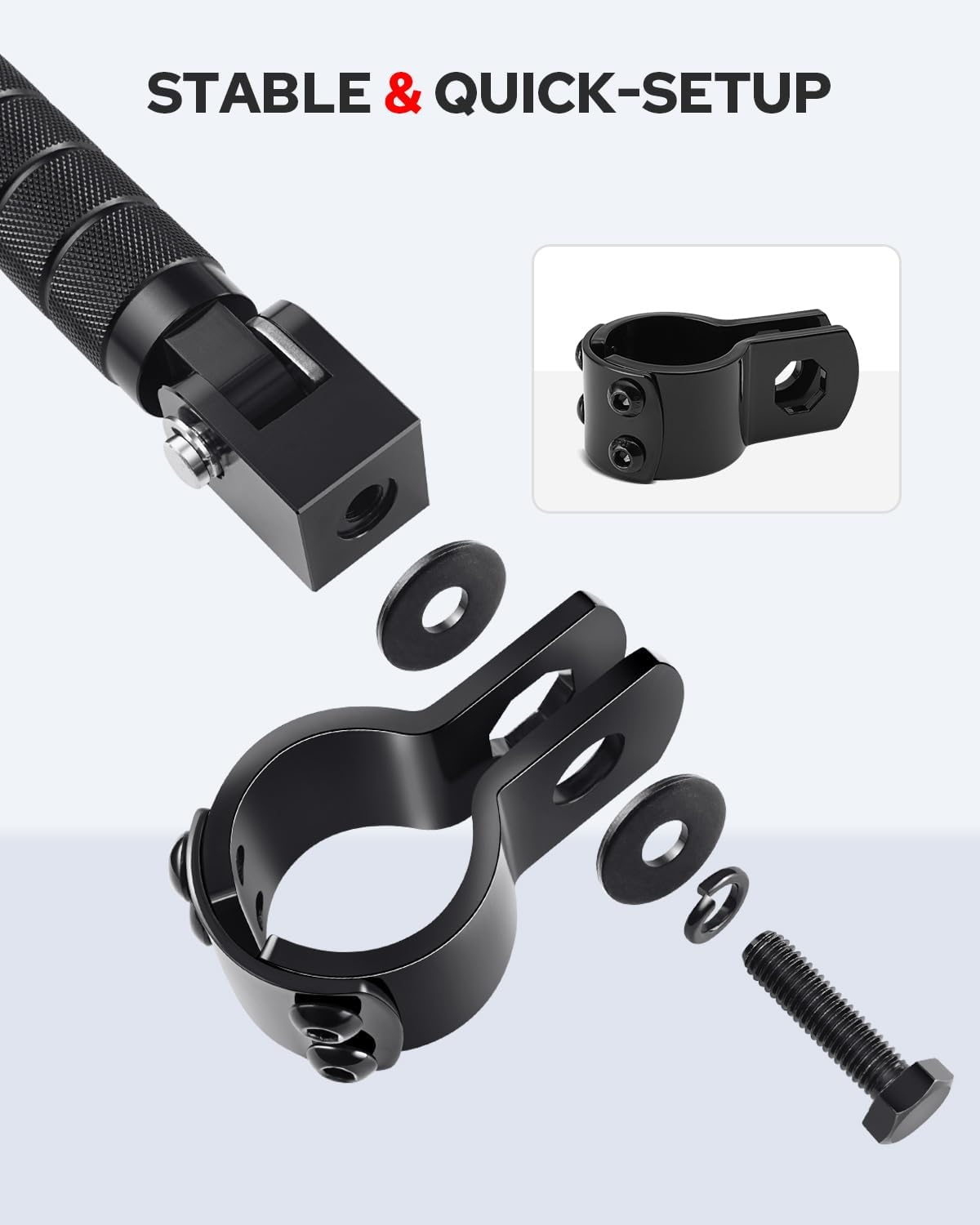 Benlari M8 Motorcycle Pegs CNC Foldable Footpegs Non-slip Footrest 1-1/4in 32mm Fit for Mini Bike Dirt Pit Bike Electric Car Motorbike Suzuki Kawasaki Honda Yamaha Aprilia Black