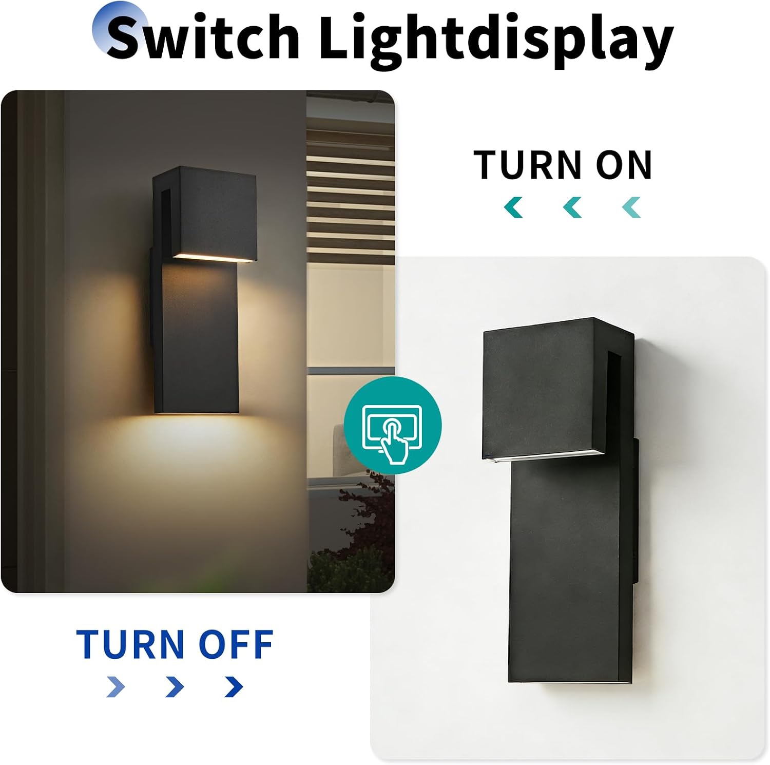 Outdoor Wall Light 13.8in Ip65 Waterproof Black LED Wall Sconce Modern Outdoor Lights 3000k 12W Wall Mount Lighting Fixture Rectangular for Living Room Bedroom Bedside Garden Wall Sconces 2 Pack