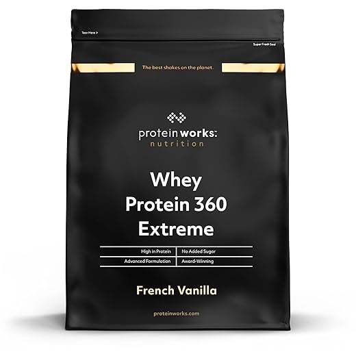Protein Works - Whey Protein 360 Extreme, Premium Protein Blend, Whey Protein Isolate, Rich in BCAAs, Vitamins & Minerals, Glutamine, Digestive Enzymes, French Vanilla, 34 Servings, 1.2kg
