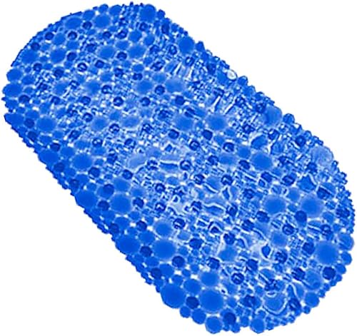 Bubbles - Tapete ovalado antideslizante para bañera color azul marino, 28 pulgadas de largo x 15 pulgadas de ancho