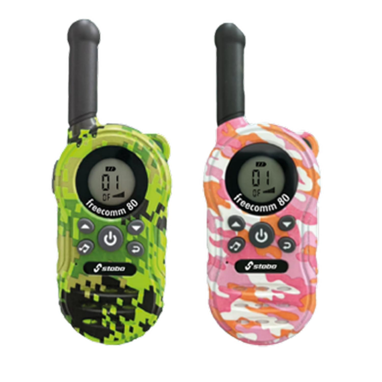 Stabo Elektronik 20080 - Set di radio portatili Freecomm 80, 2 radio con display LCD, walkie-talkie per brevi distanze