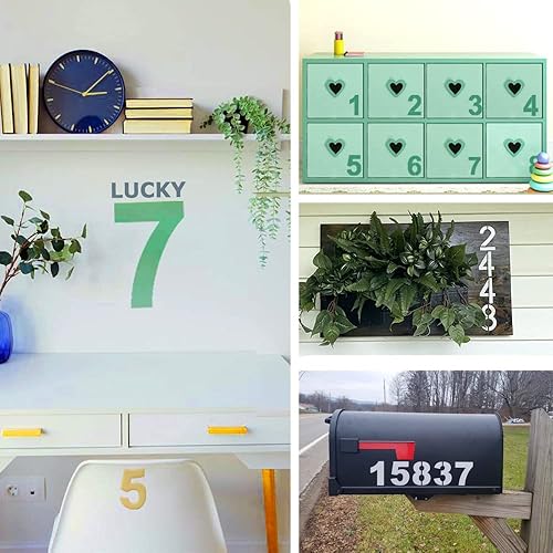 Vista 18 de Juego de plantillas de números grandes de 8 pulgadas, juego de plantillas de números de dirección de 0 a 9, plantillas de pintura de números de 7.9