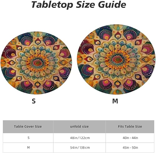 Vista 36 de Pardick Mantel redondo ajustable con diseño de flores de arte en acuarela con mantel elástico, mantel elástico redondo, impermeable, lavable, se