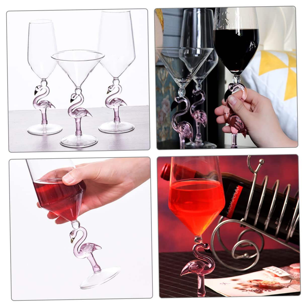 Cabilock 2 Piezas Vasos de Cóctel de Flamenco de Resistente los Copas de Vino Creativas para Fiestas Uso Multifuncional Bares y Restaurantes