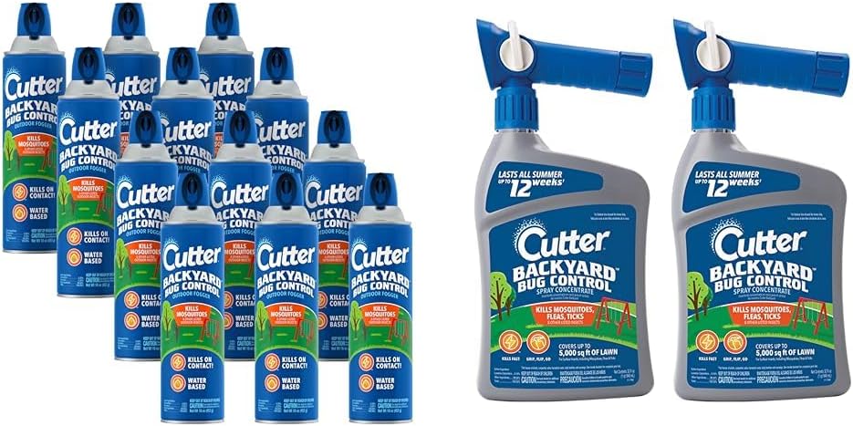 Cutter Backyard Bug Control Outdoor Fogger (12 Pack) & Spray Concentrate (2 Pack) Mosquito, Flea & Ant Killer