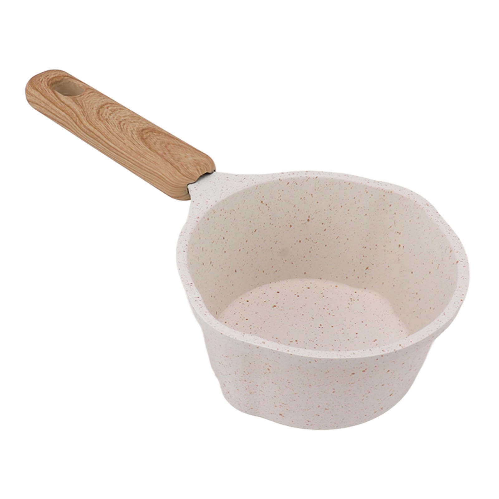 Mini Casserole à Lait 250 ML Maifanstone Casserole Chauffe-Lait Blanc avec Manche en Bois et Échelle de Mesure, Pot à Beurre pour Tables de Cuisson à Induction Cuisinière à Gaz