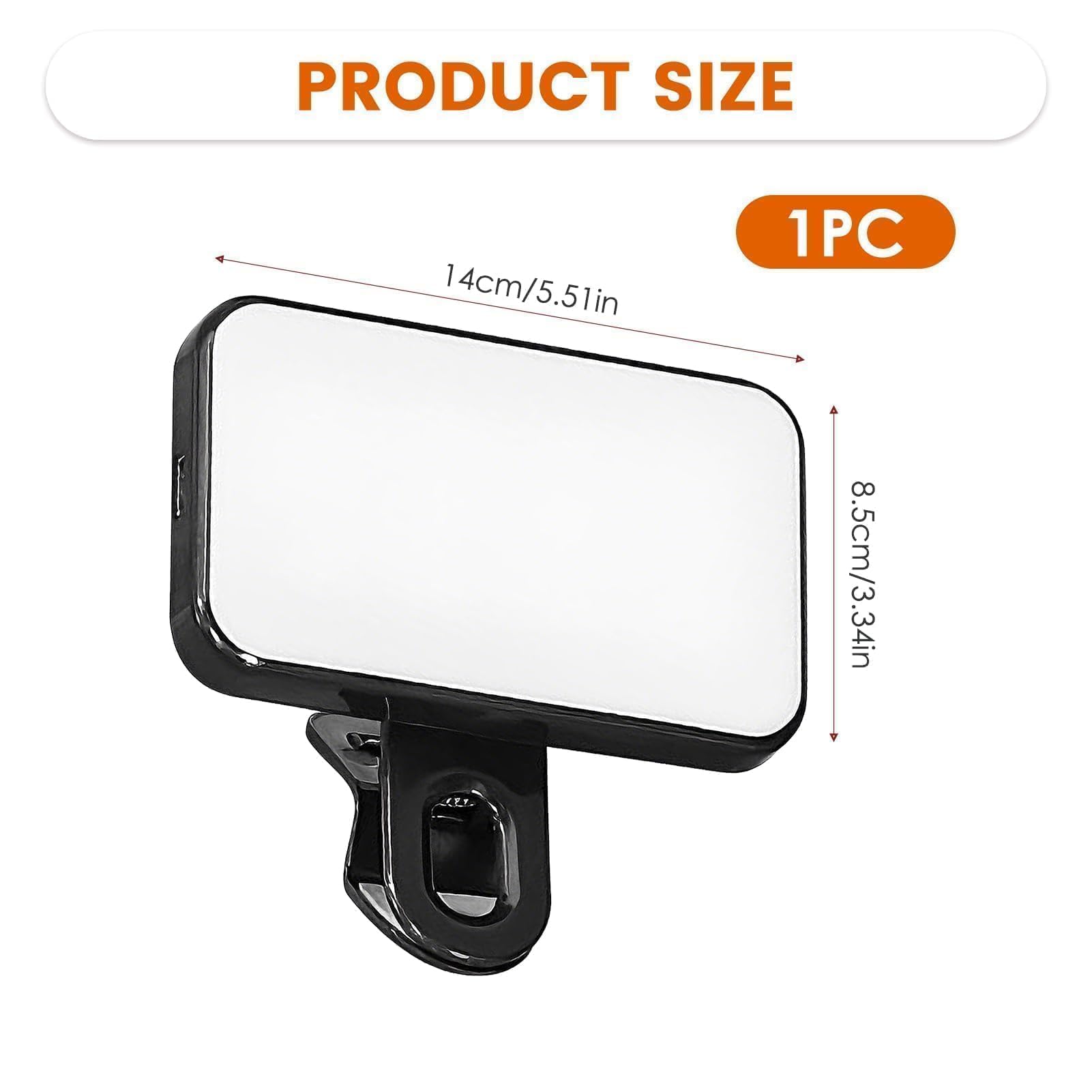 Luce Selfie LED Con Clip 54 LED – 3 Temperature Colore, 5 Livelli Luminosità, Ricaricabile USB Per Foto E Streaming - 3