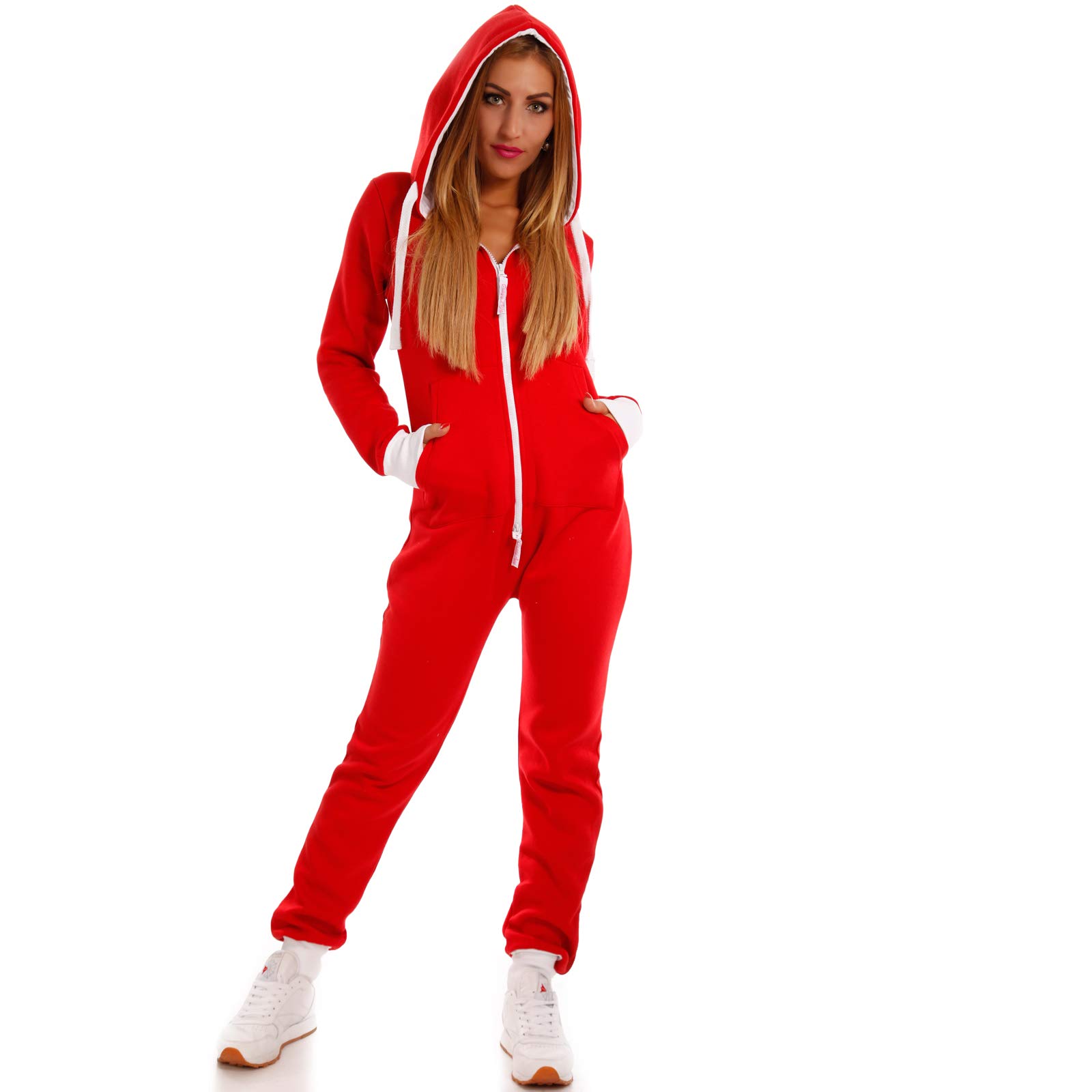 Crazy Age Basic Jumpsuits Ganzkörperanzug Einteiler One Piece Schlafanzug Overall Damen Jumpsuit Kuschelig und warm