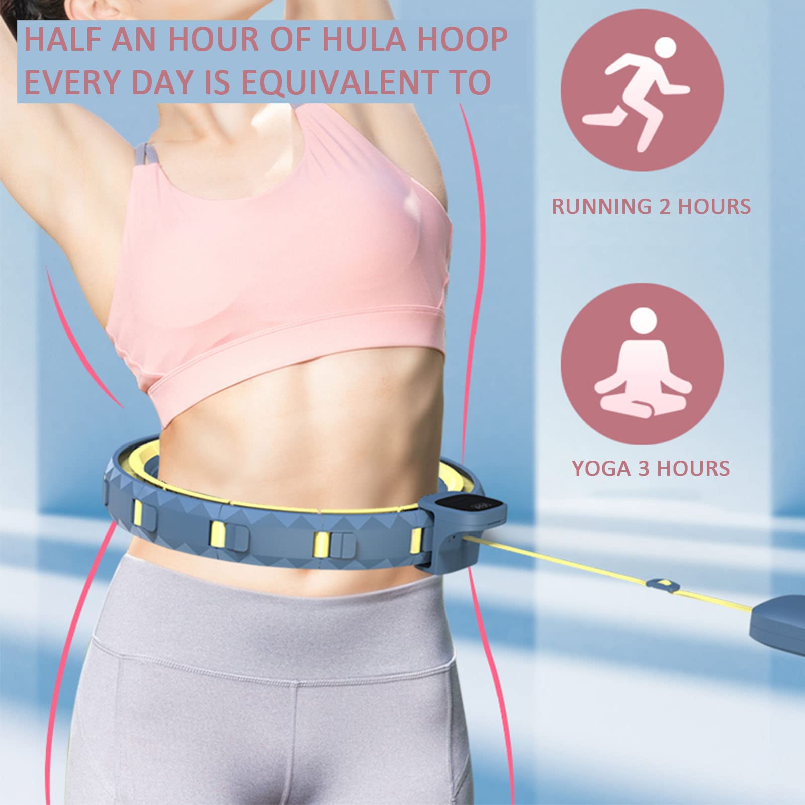 Hula Hoop, Numerabile Non Fa Cadere Yoga Hula Hoop Ponderabile, 16 Nodi Dimensioni Regolabili, con Magneti Massaggio, per Esercizi Vita E Fianchi