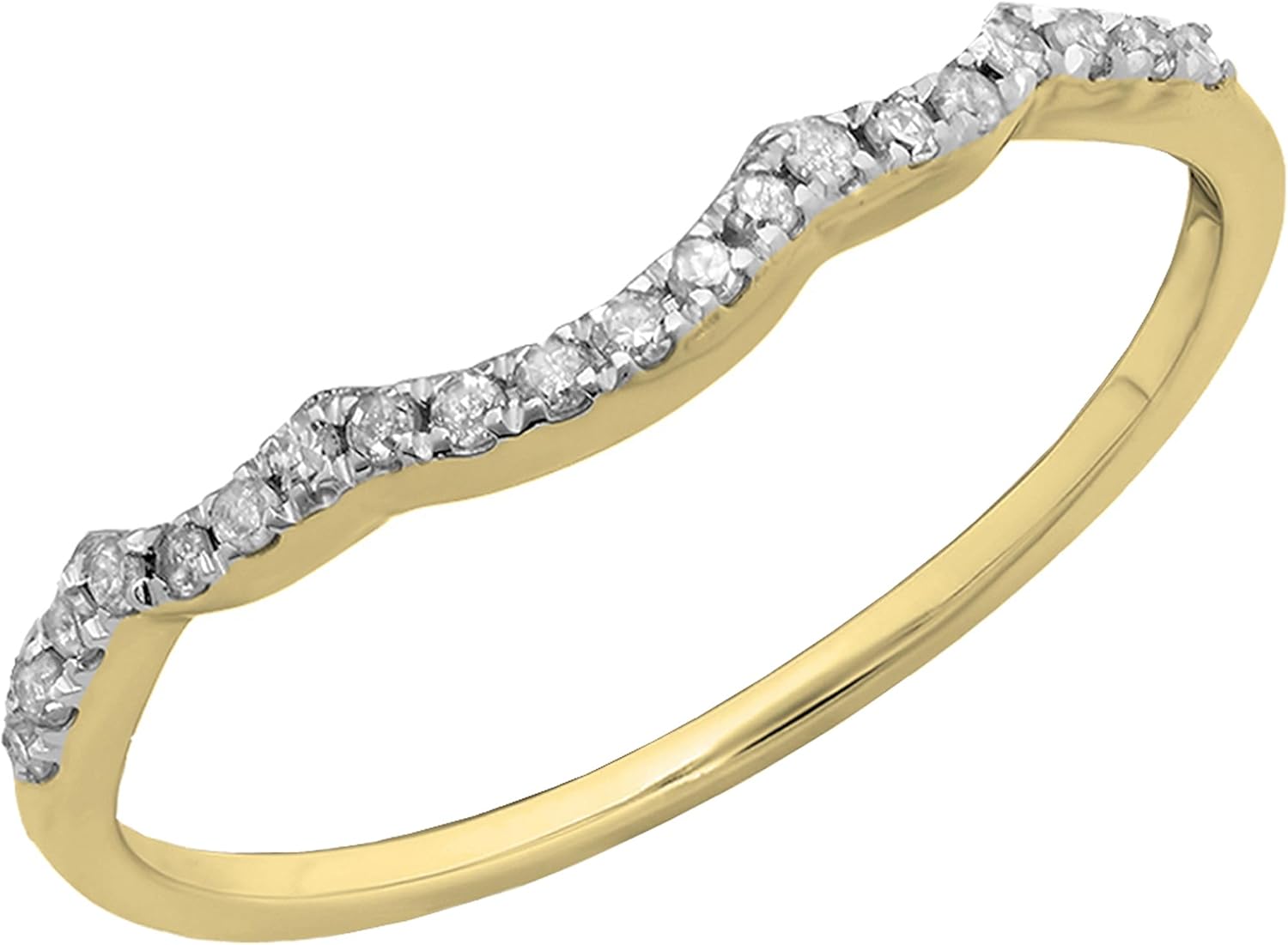 Dazzlingrock Collection Round White Natural Diamond Contour Wedding Band for Women (0.12 Ctw) in Real Solid Gold