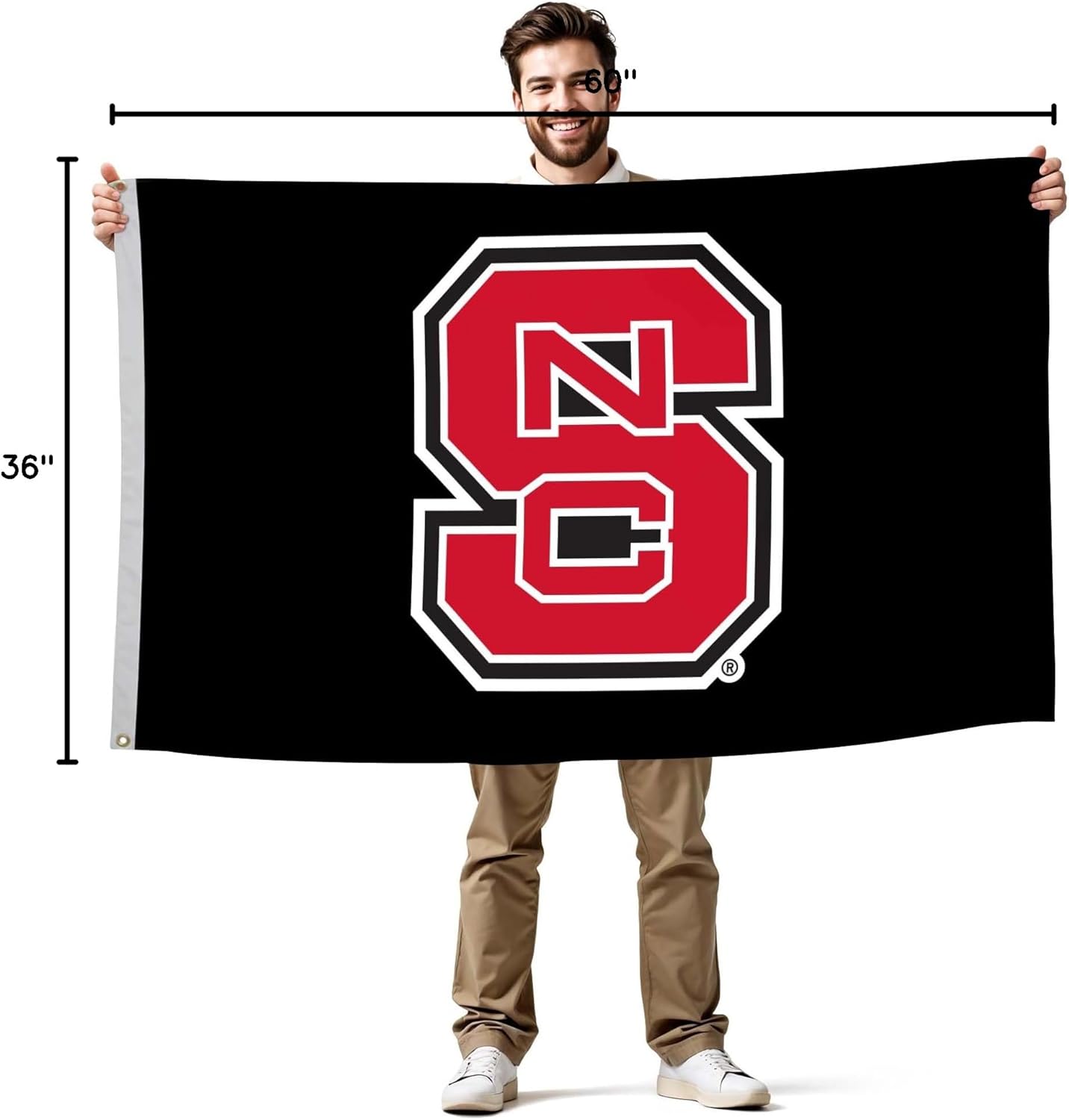 North Carolina State Wolfpack 3' x 5' College Sports Printed Flag - NCAA Licensed - Nylon - School Banner (Black, Red)