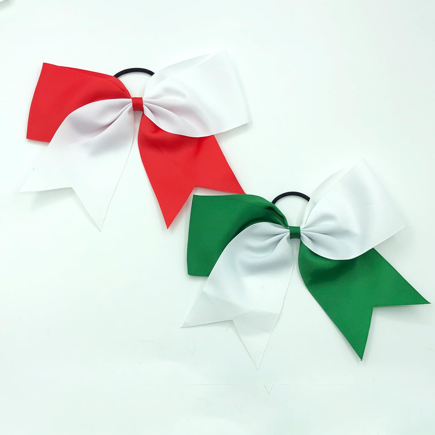 24 lazos grandes de 8 pulgadas, color blanco y rojo, para niñas, para cola de caballo, cinta de grogrén, lazos de animadora, bandas elásticas para el cabello para niñas, adolescentes, sóftbol,