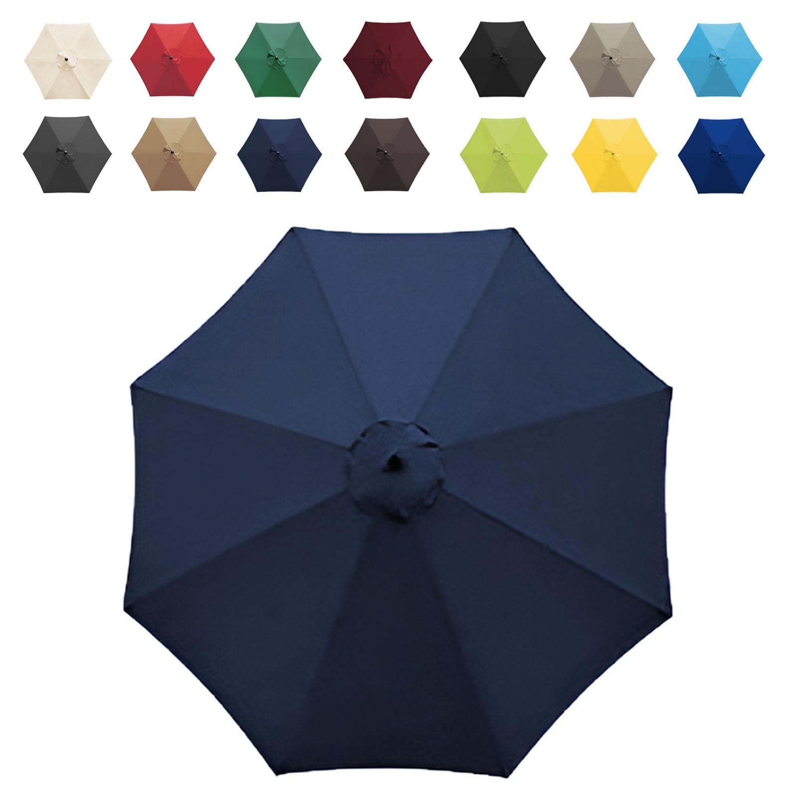 GZDXBF Replacement Fabric Garden Parasol Canopy Cover For 200cm/270cm/300cm +6 Arms/8 Arms Parasol, Premium Quality Patio Umbrella Replacement(Color:Navy blue,Size:6 ribs-2m(6.5ft))
