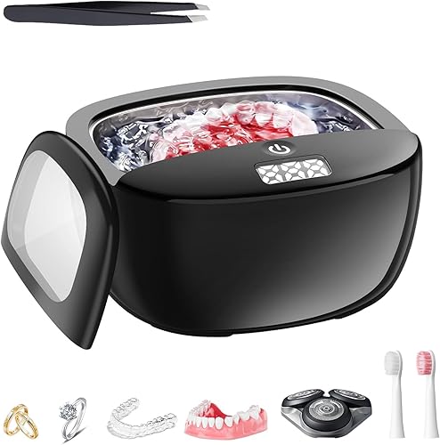 Ultrasonic Retainer Cleaner, 45kHz Dental Cleaning Pod for Dentures, Aligners, N