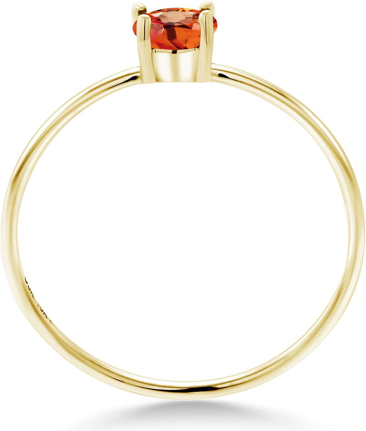 Gem Stone King 10K Yellow Gold Orange Sapphire Engagement Ring for Women | 0.55 Cttw | Oval 6X4MM | Gemstone Birthstone | Wedding Anniversary Promise Ring for Women