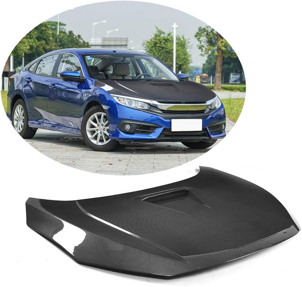 For Honda Civic 10th Generation Sedan 2016 2017 Factory CNC Moulding Carbon Fiber Top Fit Front Engine Bonnet Hood Cover