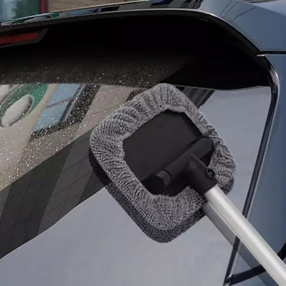 Lot De 3 Nettoyeurs De Vitres De Voiture, Avec 2 Tampons En Microfibre Reutilisables Avec Poignee Extensible Tete Pivotante A 180 99002979