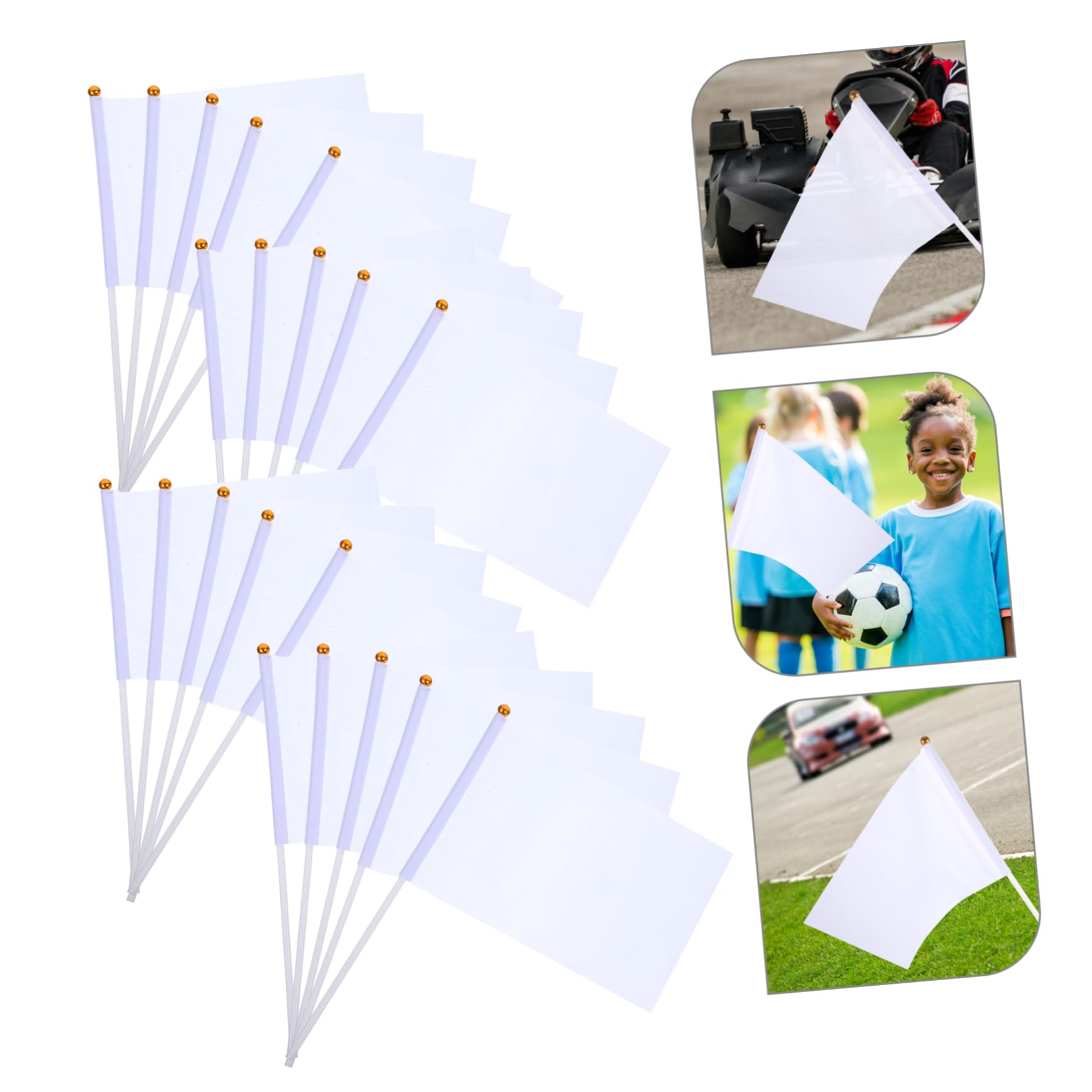 Happyyami 20Pcs Portable Hand Cranked Waving Flags Lightweight Hand Cranked Referee Commanding Pennant Banners for Racing Fans Sporting Events Parties and Community Gatherings