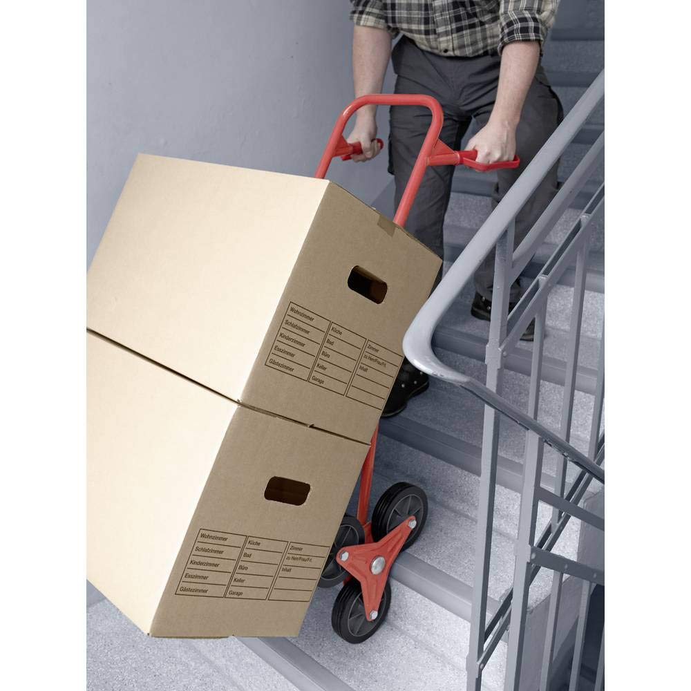 Meister Stufen-Sackkarre - 120 kg Tragkraft - 3x3 Treppensteiger - Klappbare Ladefläche - Höhenverstellbarer Griff mit extra Sicherheitsgriffen - aus Stahl / Handkarre / Transportkarre / 8985750
