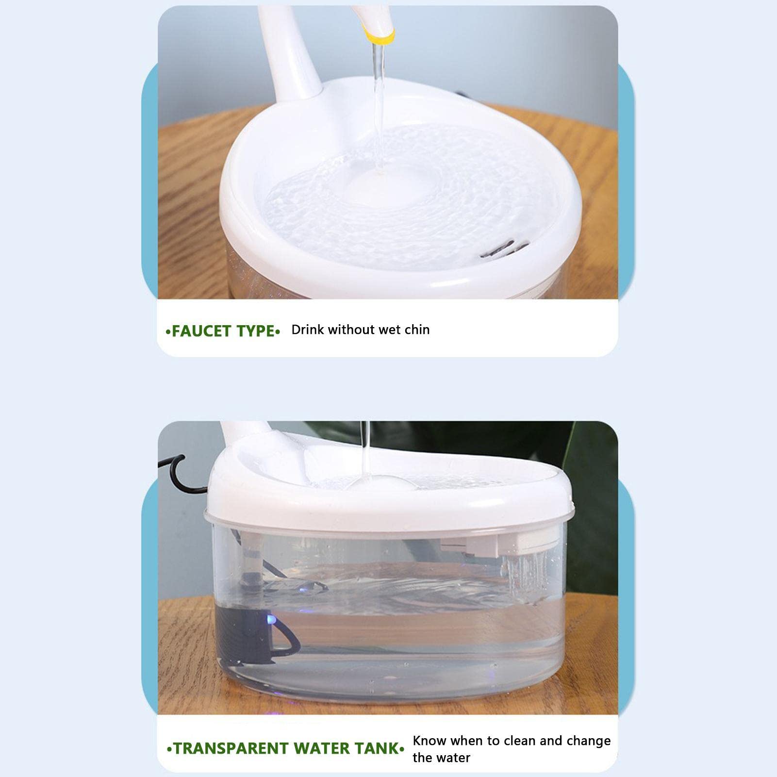 Keptfeet 4 Fontanelle per Gatti | per Fontana per Gatti con USB | Fontana per Animali Domestici, distributore Automatico di Acqua per Cani con Fontana per Gatti con Pompa Intelligente