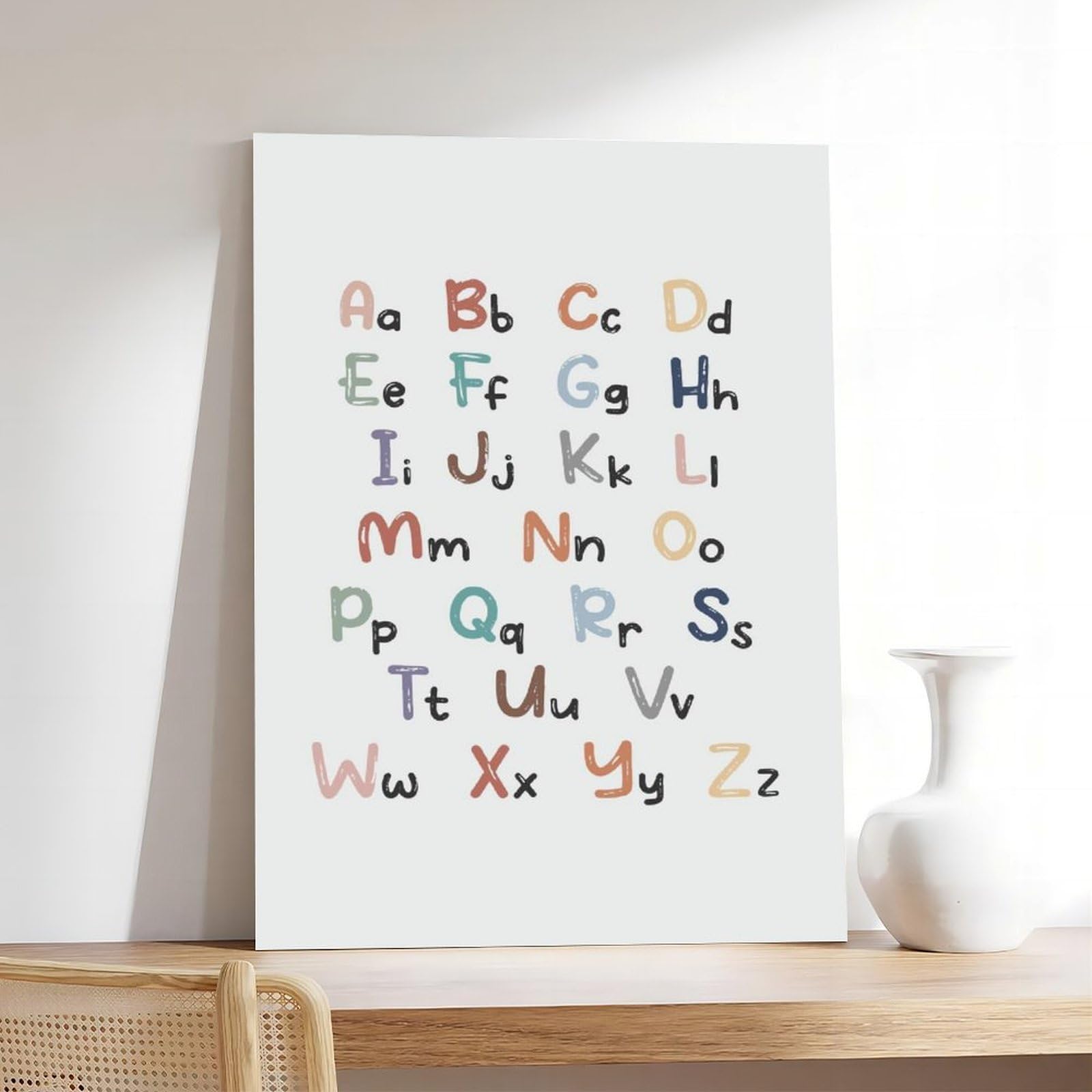 Poster sur toile à thèmes éducatifs Alphabet de A à Z (3) - Décoration pour chambre à coucher, bureau, chambre - Cadeau - 50 x 75 cm