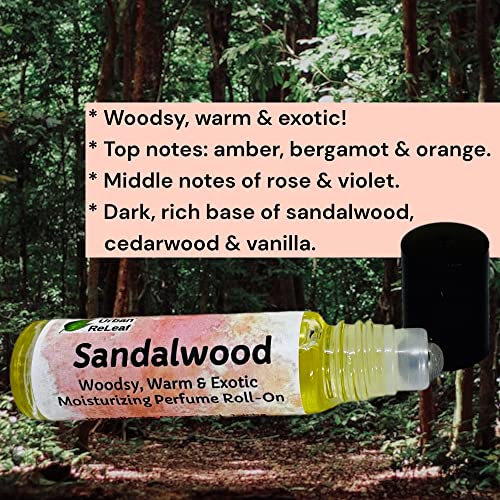 Urban Releaf Sandalwood Perfume Oil Roll-On. Woodsy, Warm & Exotic. Deep & Rich, With Floral, Fruit & Vanilla. Long Lasting Fragrance Oil, Moisturizing Jojoba & Alcohol-Free. Made In The Usa. Fits In Your Purse Or Pocket! #TOP1