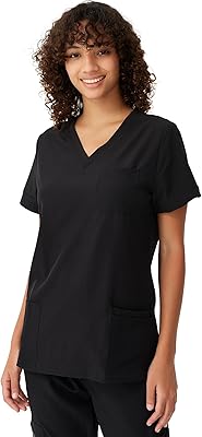 floralhue Scrubs for Women, Soft V-Neck Scrub Tops, Stretchy Medical Uniform with 4 Pockets, Breathable & Easy Care