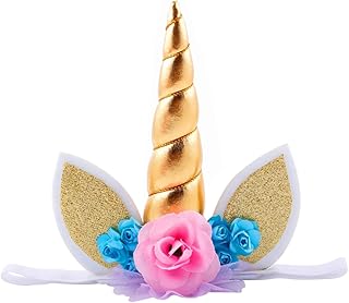 Hohopeti Tiara De Unicórnio Tiara De Unicórnio Faixa De Cabelo De Flor De Aniversário Faixa De Cabelo De Unicórnio Argola De Cabelo De Festa Suprimentos De Festa De Unicórnio Laços De