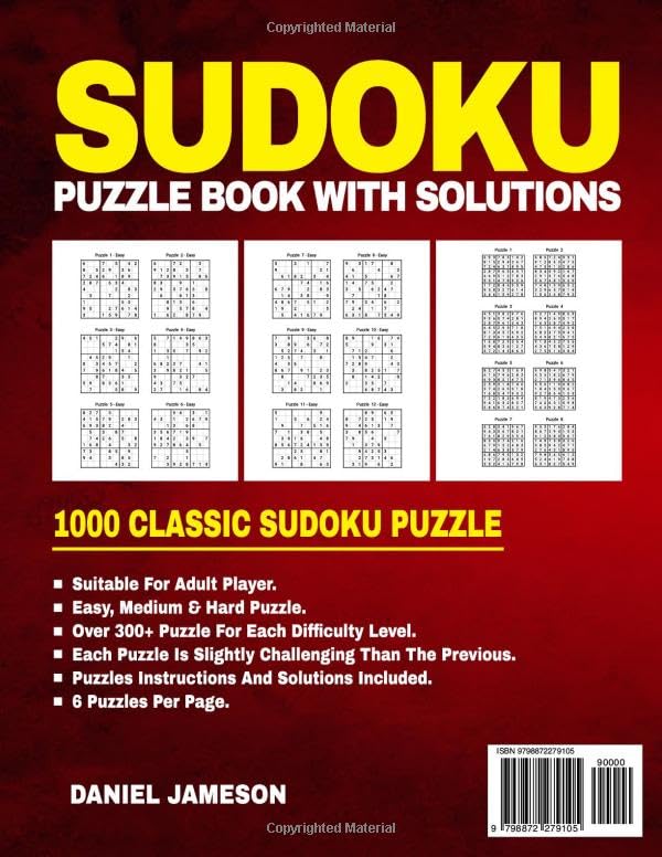 Vista 2 de 2024 Sudoku Puzzle Book For Adults 1000 Puzzles Easy to Hard with Solutions