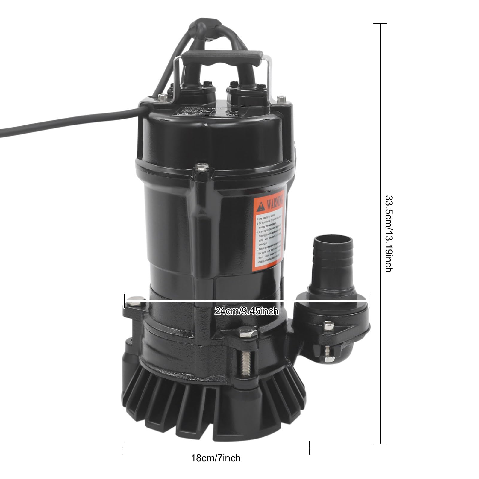 Bomba de agua sucia 16 m³/h, altura máxima de extracción 15 m, bomba sumergible para agua sucia clara y sucia, interruptor de flotador, asa de 550 W