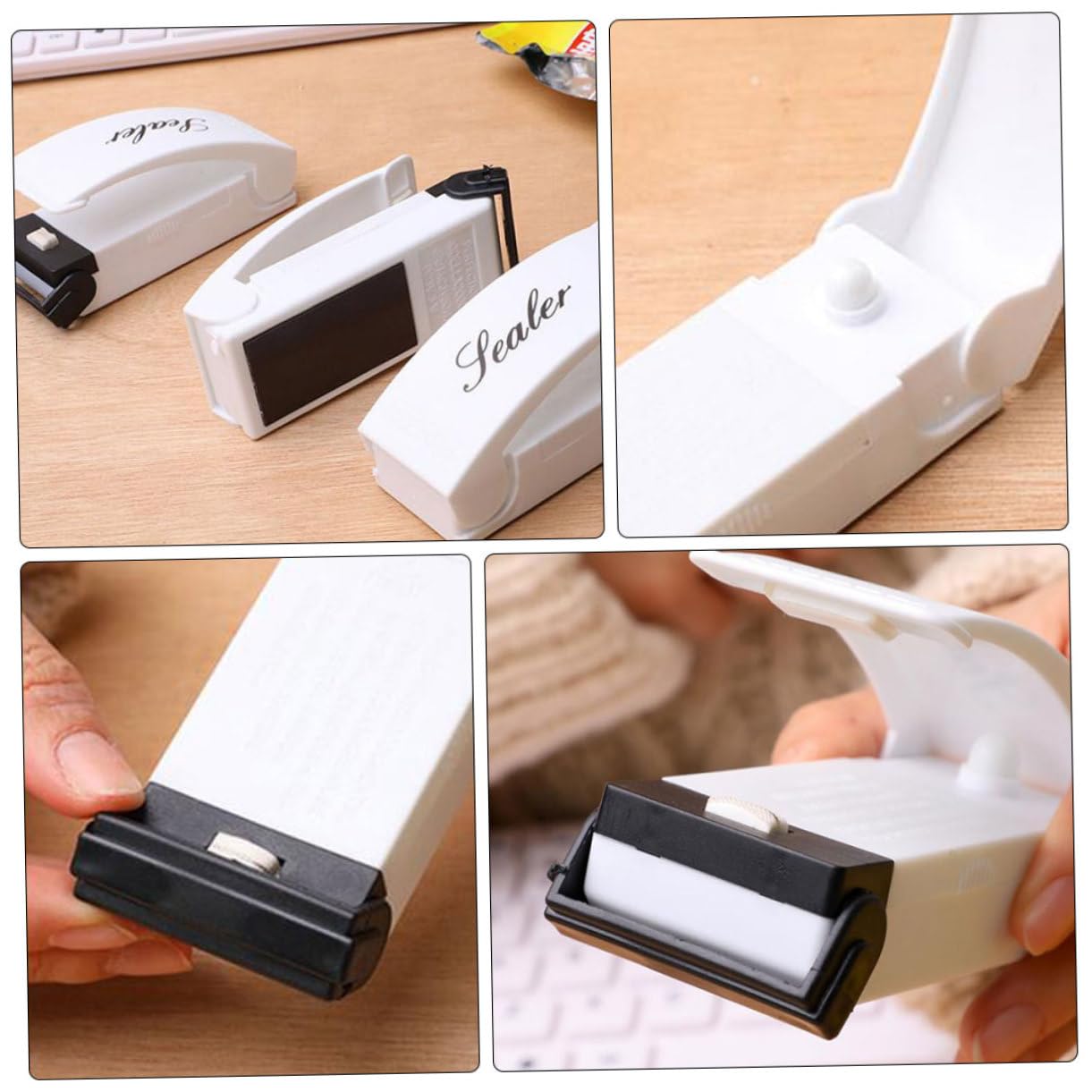 SOLUSTRE 1Pc Portable Sealer Machine for Food Preservation Compact Handheld Bag Sealer Design for Easy Use for Snacks and Household Storage Battery Operation White