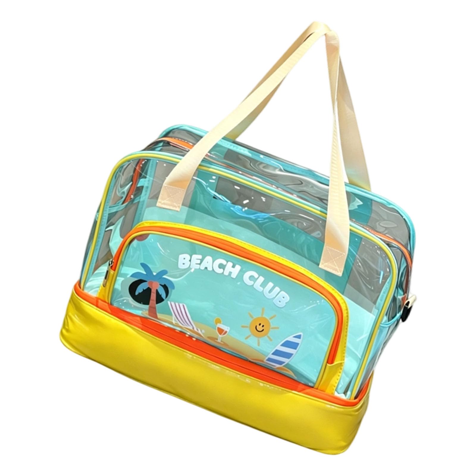 Whoasyst Clear PVC Beach Bag for Pool and Sand Gear Featuring Dry Wet Compartments Beach Accessories Planner