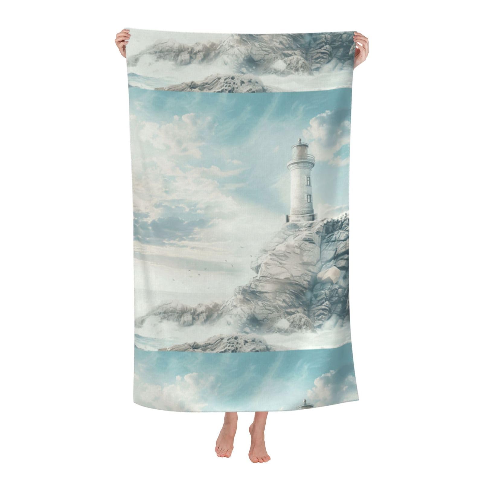 Cbaaghh Lighthouse Backdrop Print Adult Beach Towels,Beach & Pool Towel,Beach Towels,Towels For Camping