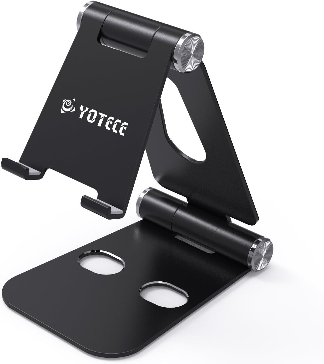 Portable Foldable Phone Holder Stand - Yotece (2017 New Design) Plastic Cell Phone Stand, Tablet Stand, Heavy-Duty, Dual Multi-Angle Adjustable for iPhone, iPad, Tablets, Macbook, Laptops, Black