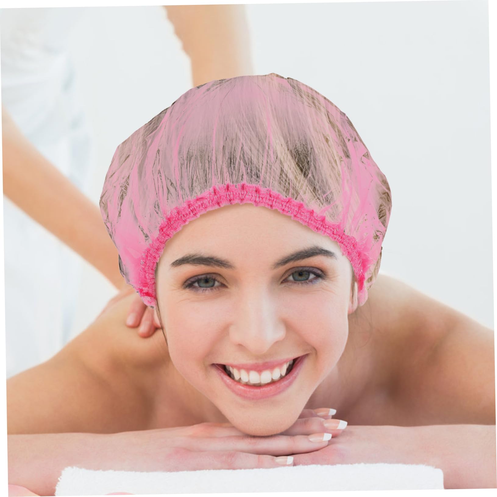 Homoyoyo 500 Stück Große Rosa Einweg Duschhauben aus Kunststoff für Damen Wasserfeste Elastische Badehauben zum Schutz der Haare Beim Baden und Reisen